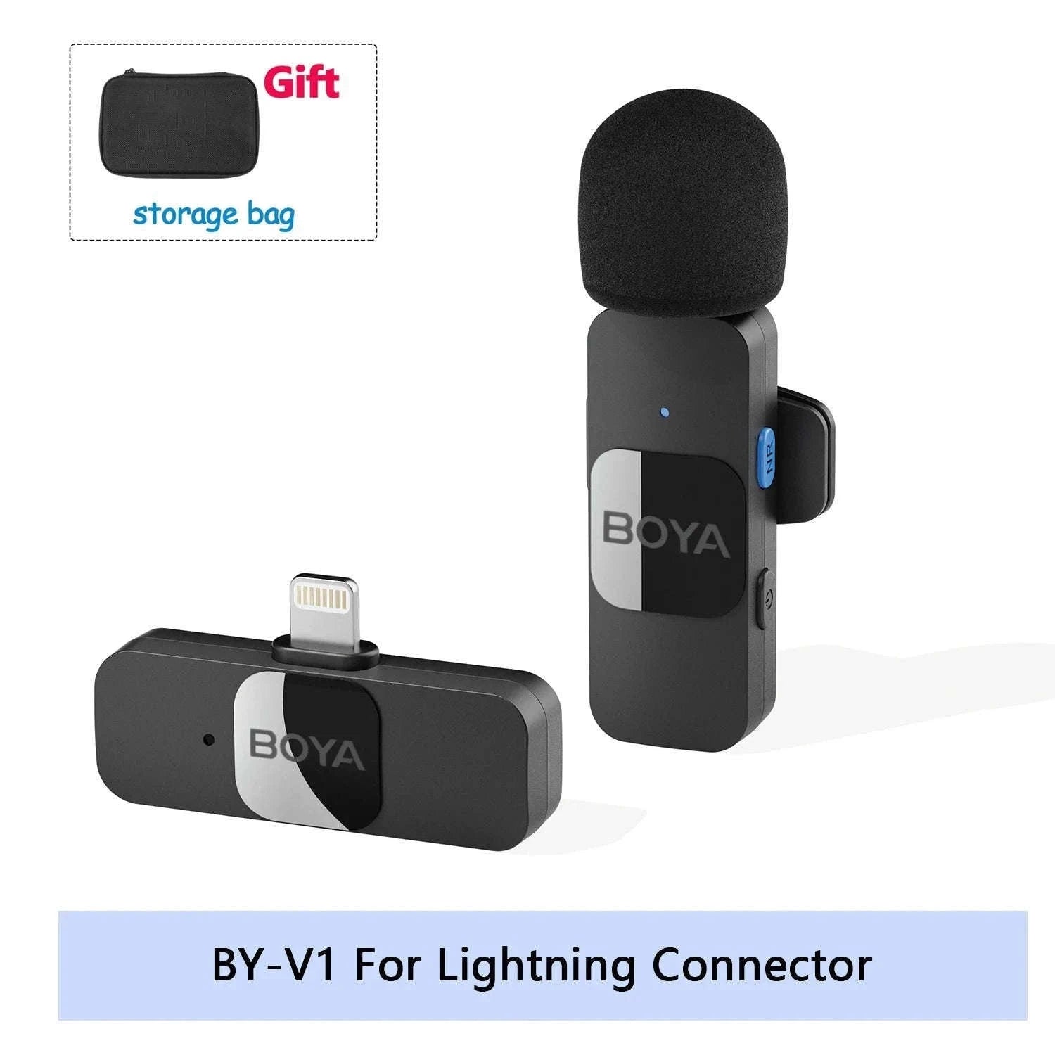 BOYA BY-V2 Wireless Lavalier Microphone for Clear Two-Voice Recording-BY-V1.-Lightning