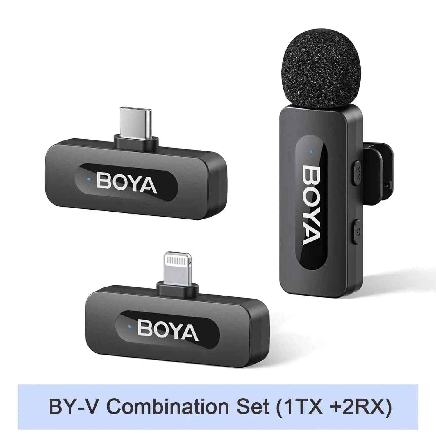 BOYA BY-V2 Wireless Lavalier Microphone for Clear Two-Voice Recording-BY-V1.-Lightning