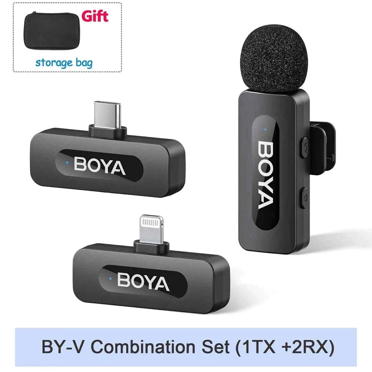 BOYA BY-V2 Wireless Lavalier Microphone for Clear Two-Voice Recording-BY-V1.-Lightning