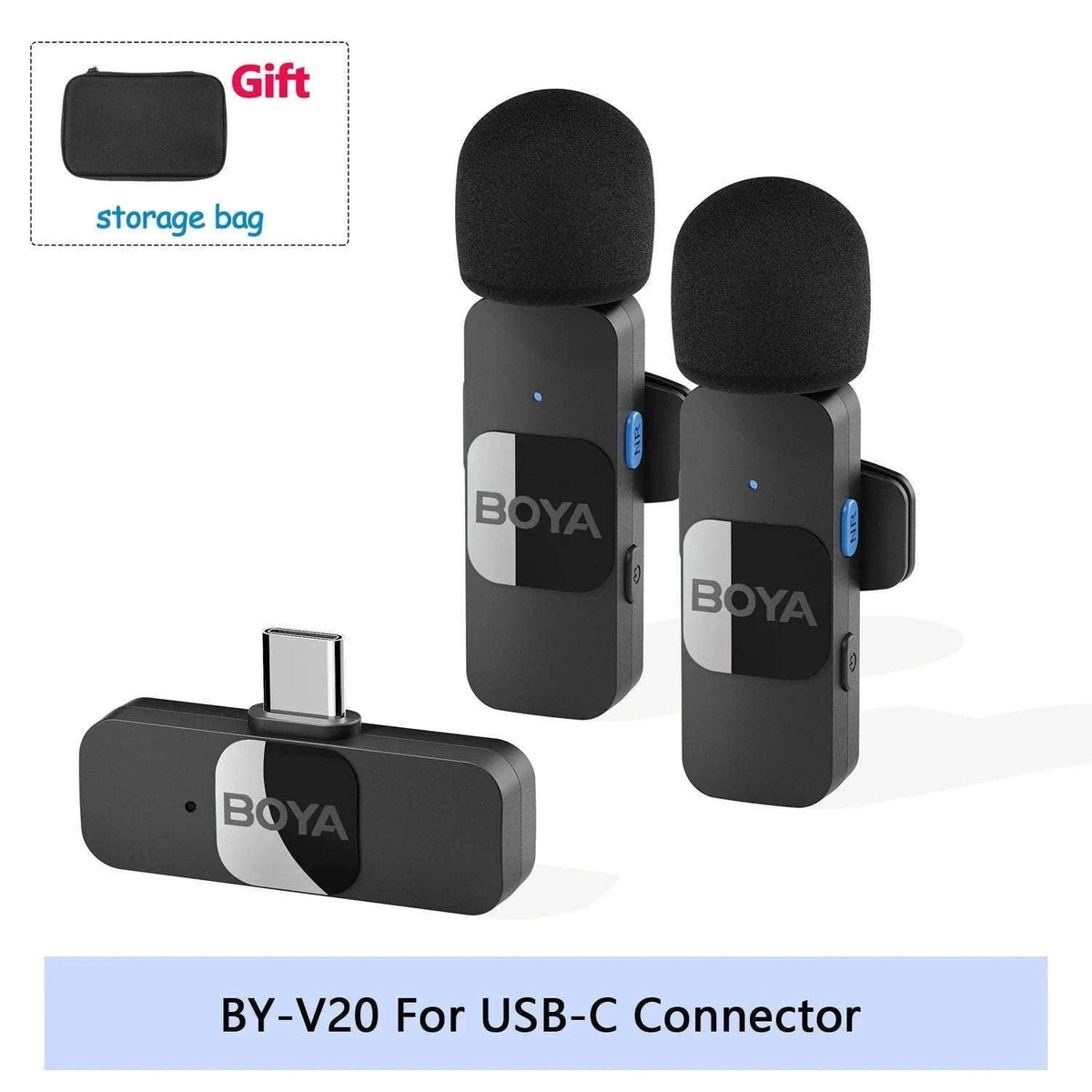 BOYA BY-V2 Wireless Lavalier Microphone for Clear Two-Voice Recording-BY-V1.-Lightning