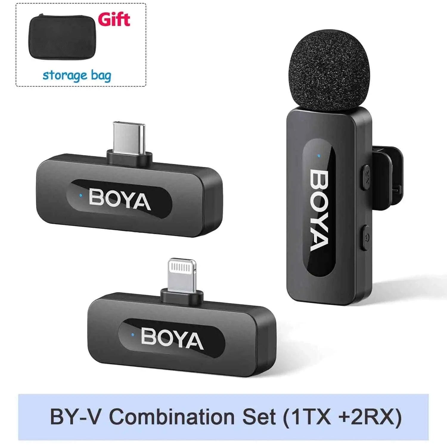 BOYA BY-V2 Wireless Lavalier Microphone for Clear Two-Voice Recording-BY-V1.-Lightning