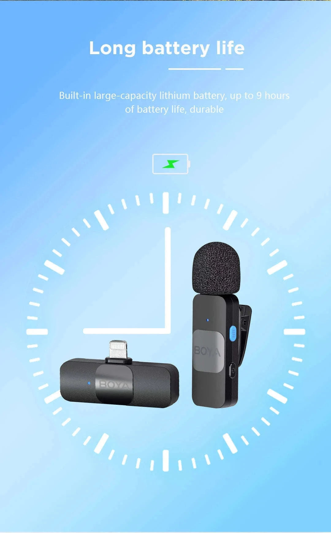 BOYA BY-V2 Wireless Lavalier Microphone for Clear Two-Voice Recording-BY-V1.-Lightning