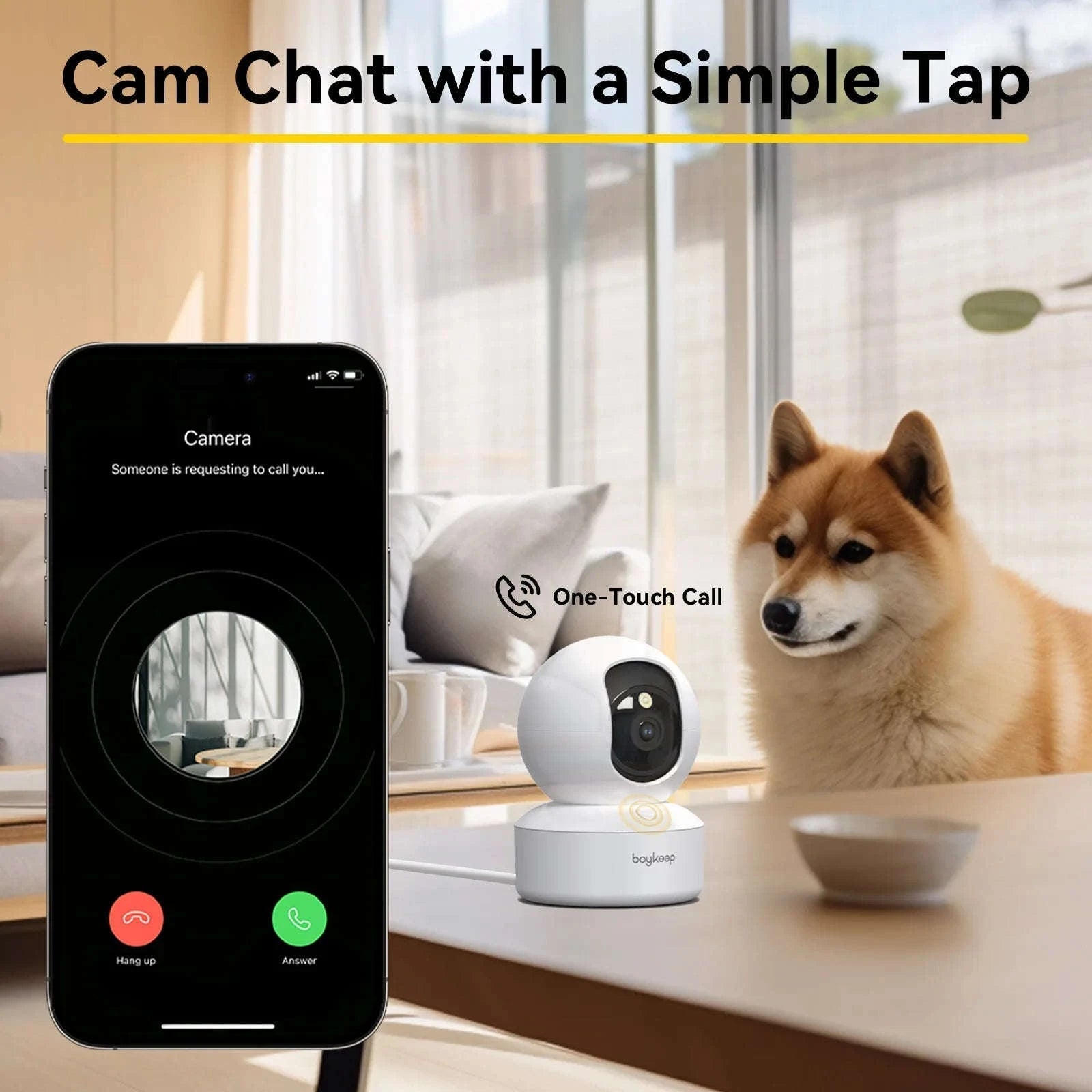 Boykeep 2K Pet Dog Camera – Smart Indoor Pet Monitor-EU Plug
