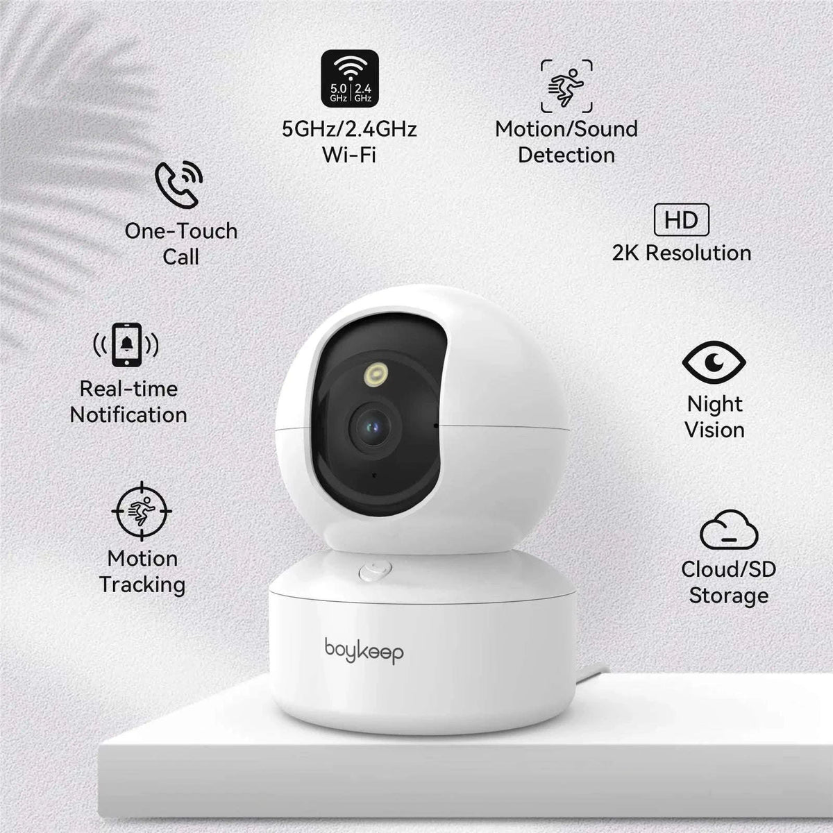 BoyKeep 3MP 360° Pet Security Camera with Auto-Tracking-USB / japan