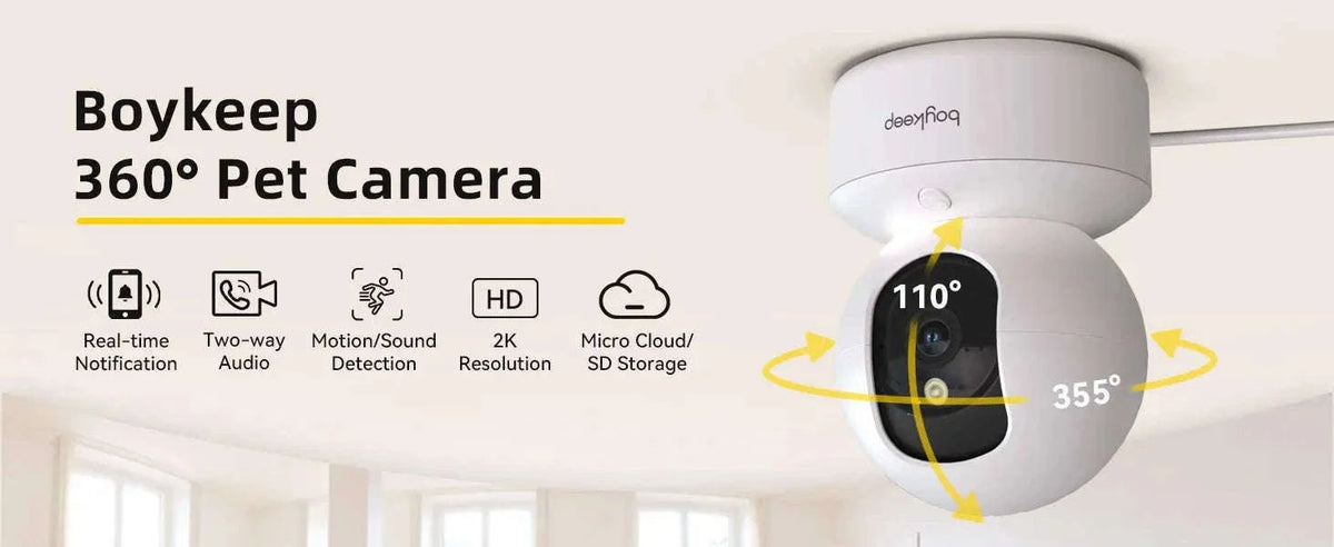 BoyKeep 3MP 360° Pet Security Camera with Auto-Tracking-USB / japan