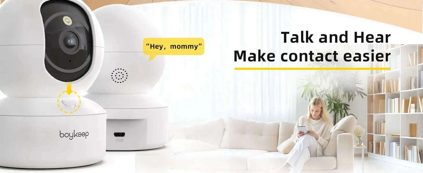 BoyKeep 3MP WiFi Indoor Security Camera with Auto Tracking-USB / United Kingdom