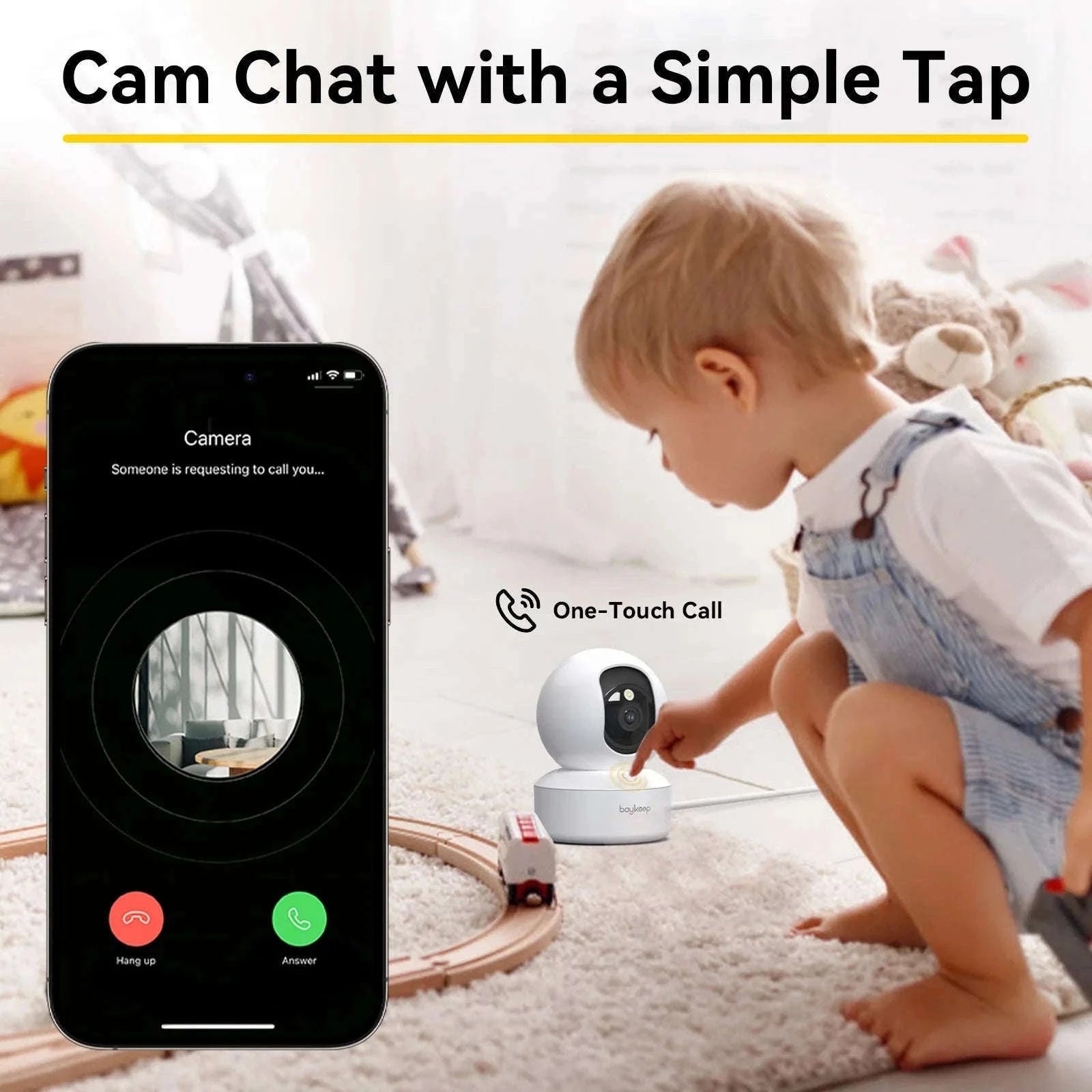 BoyKeep 3MP WiFi Indoor Security Camera with Auto Tracking-USB / United Kingdom