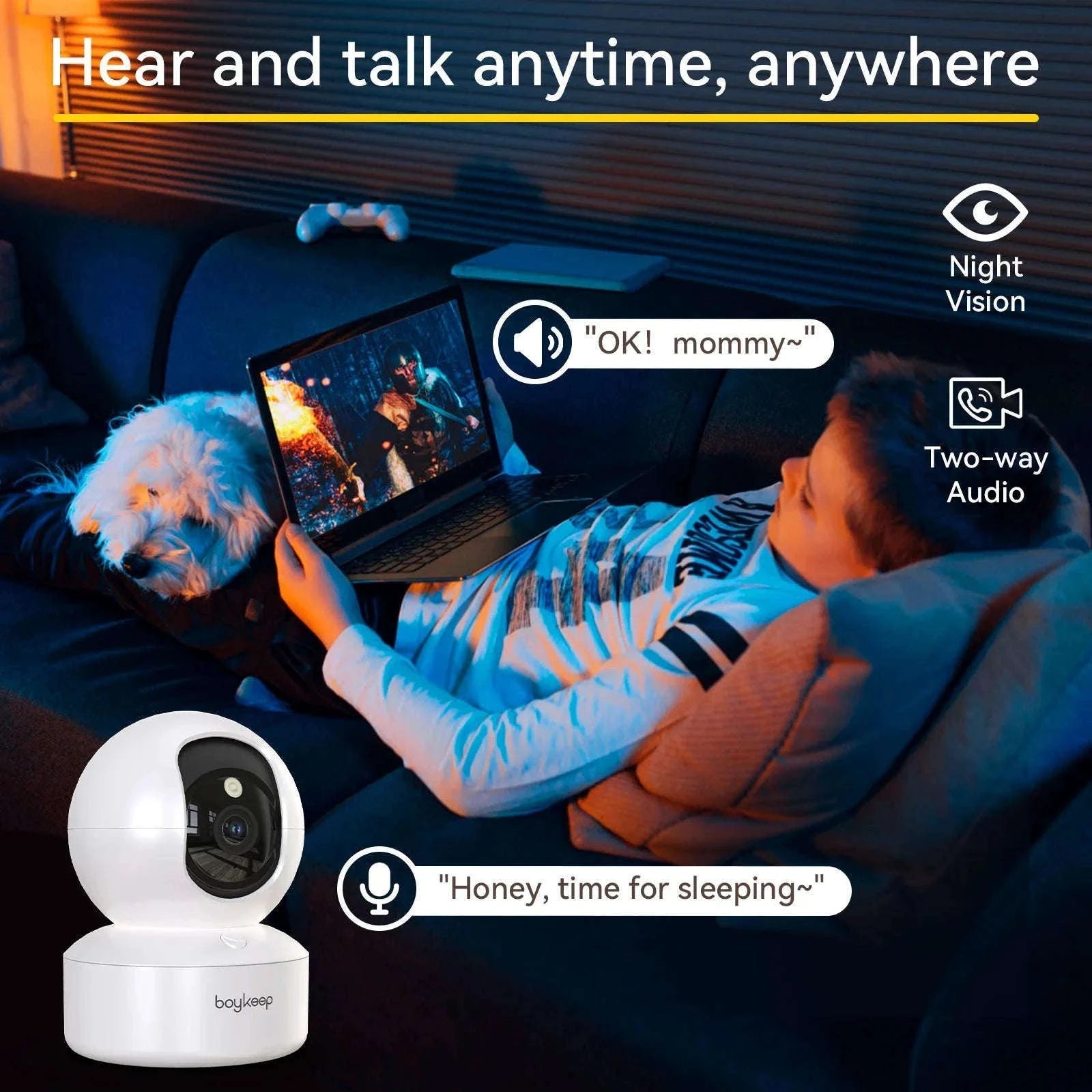 BoyKeep 3MP WiFi Indoor Security Camera with Auto Tracking-USB / United Kingdom