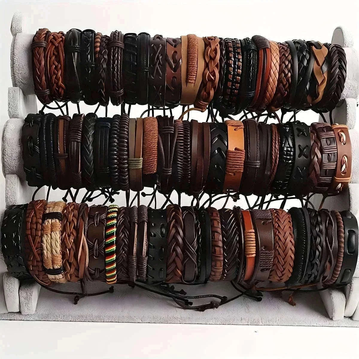Braided Leather Bracelets Set for Men and Women-Mix20pcs