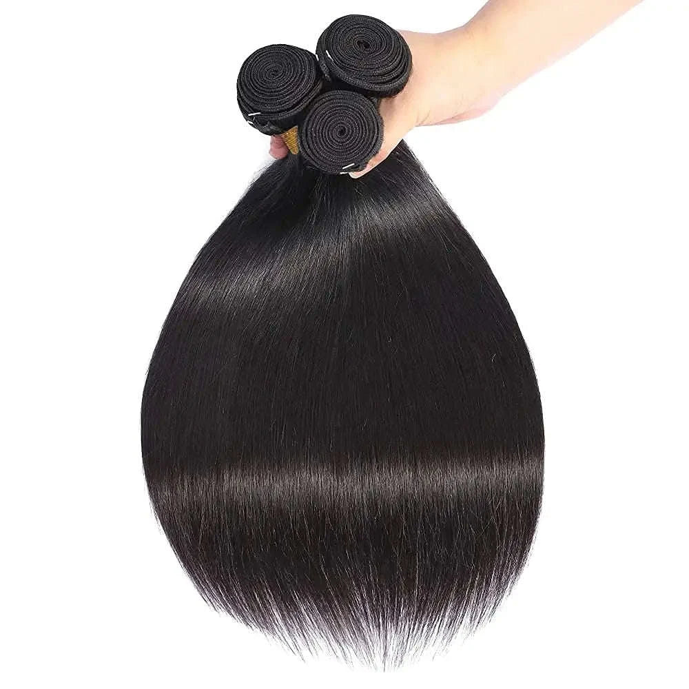 Brazilian Straight Hair Bundles – Natural Human Hair Extensions-Natural Color / Remy Hair / 10A|france|24 24 24