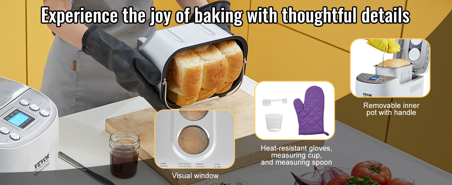 15-in-1 Automatic Bread Maker with Gluten-Free Setting & Timer