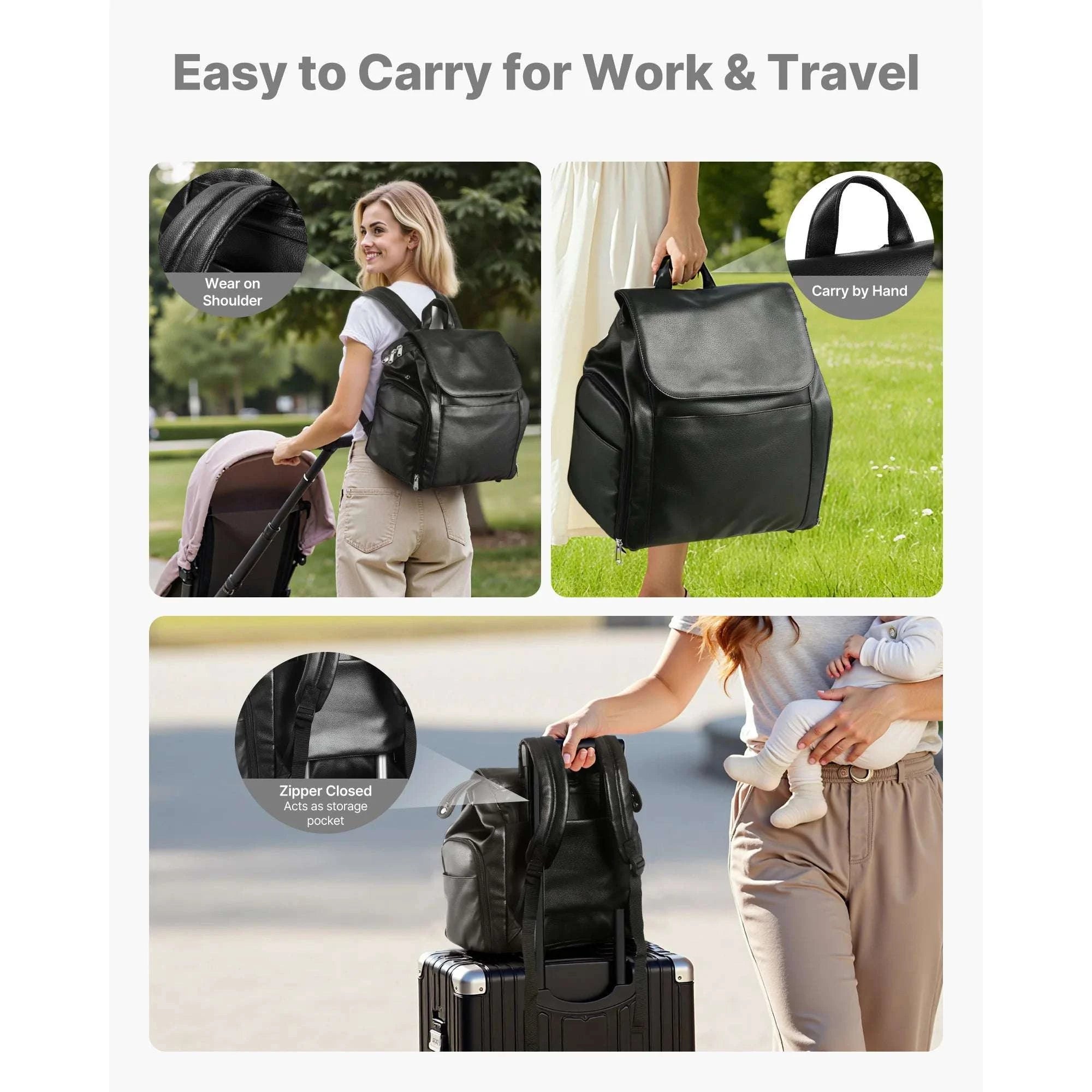 Breast Pump Backpack with Ice Pack & Organized Storage for Travel-Black / United States