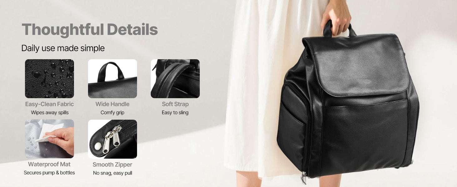 Breast Pump Backpack with Ice Pack & Organized Storage for Travel-Black / United States