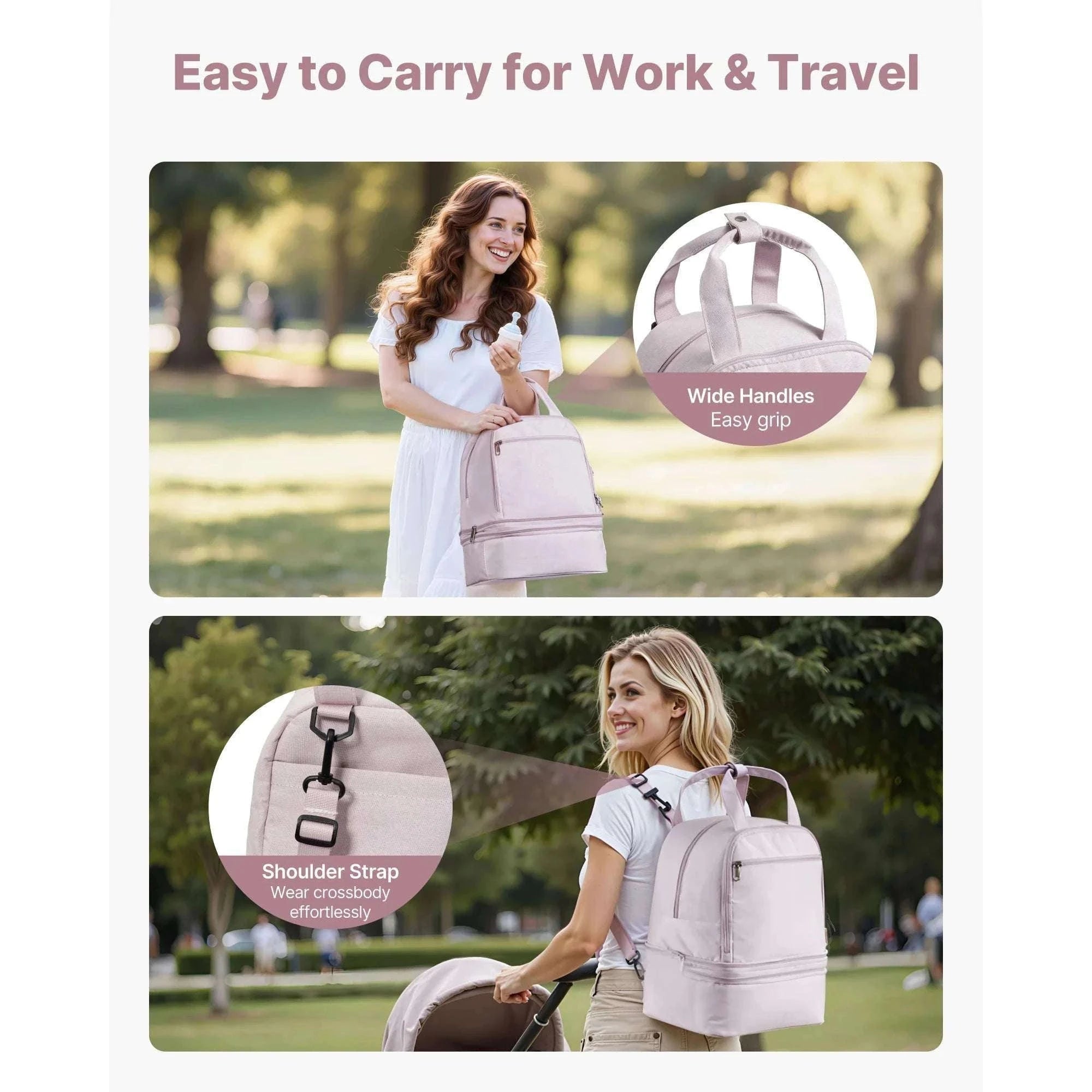 Breast Pump Backpack with Insulated Storage for Travel & Work-Pink / United States