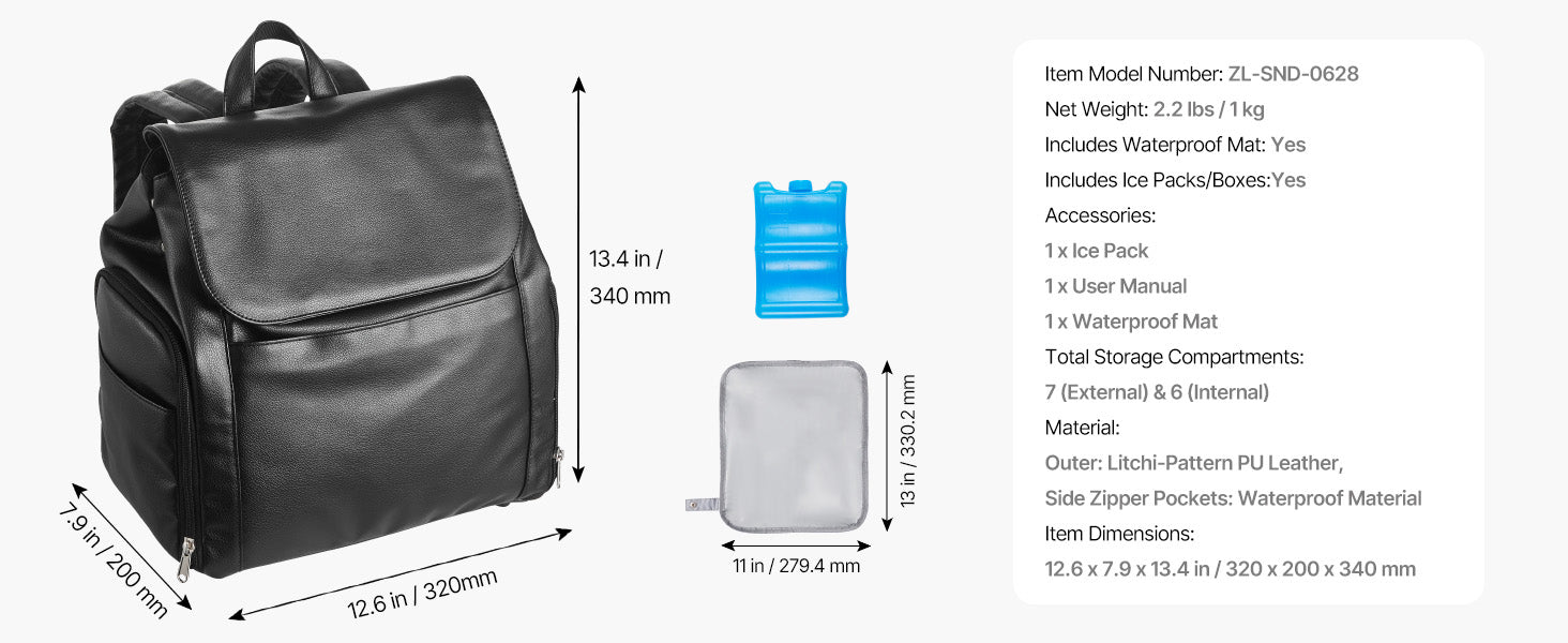 Breast Pump Backpack with Ice Pack & Organized Storage for Travel