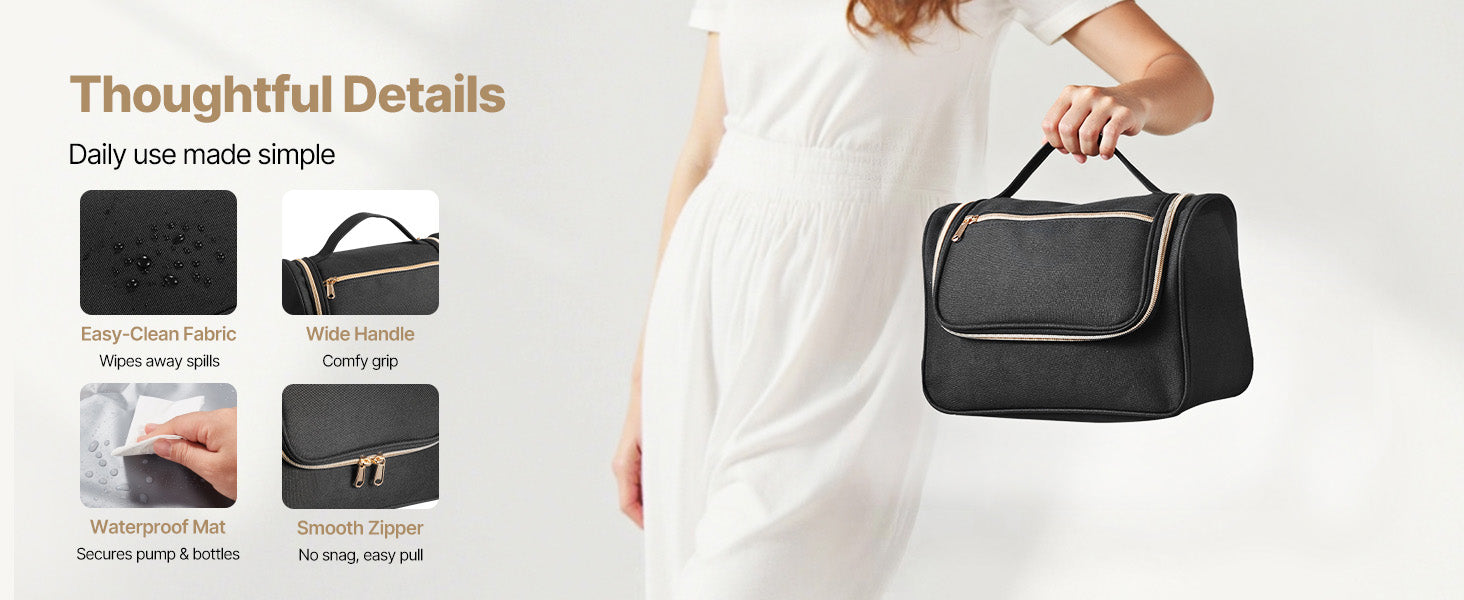Portable Breast Pump Bag with Insulated Storage & Waterproof Mat