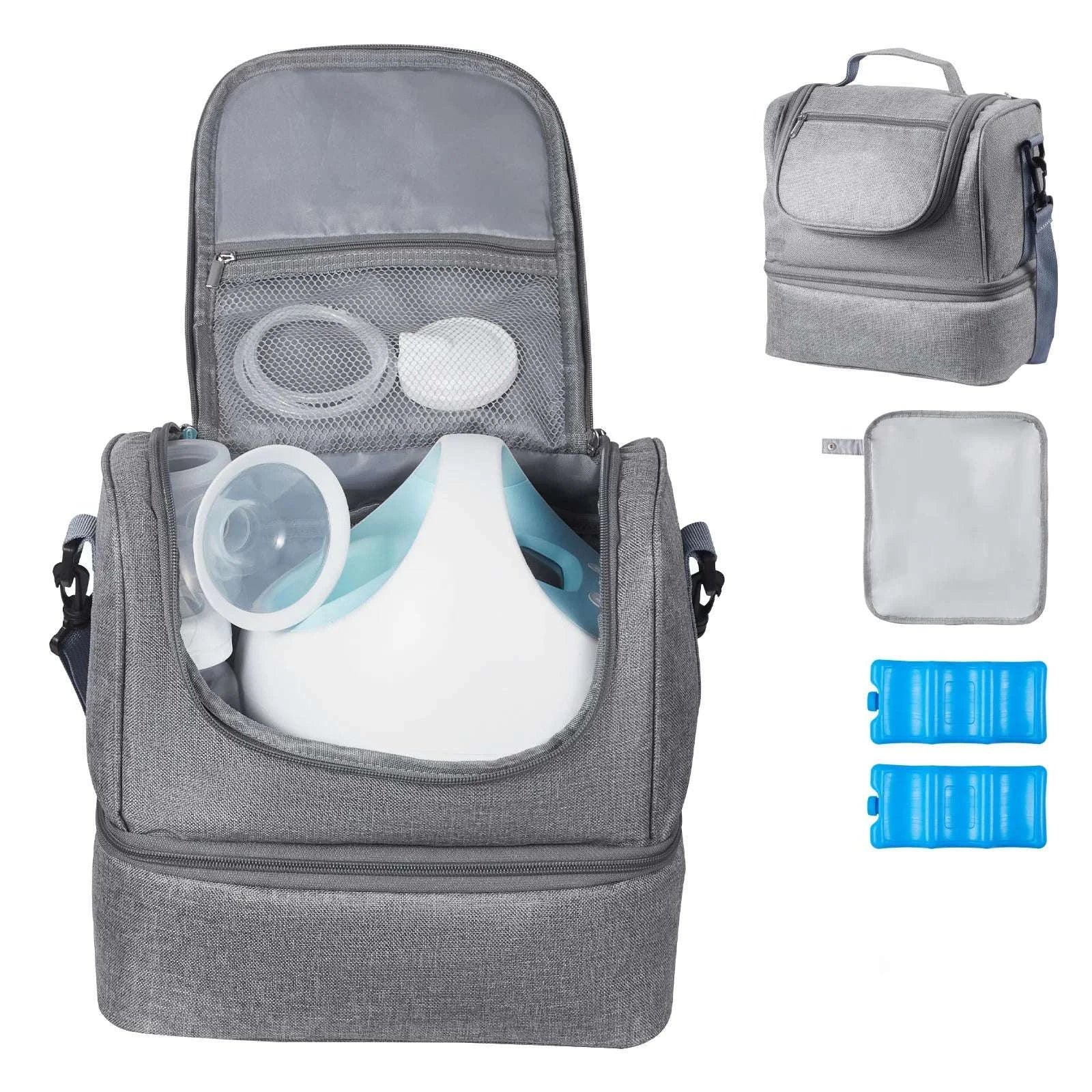 Breast Pump Bag with Ice Pack Storage for Travel and Daily Use-Grey / United States