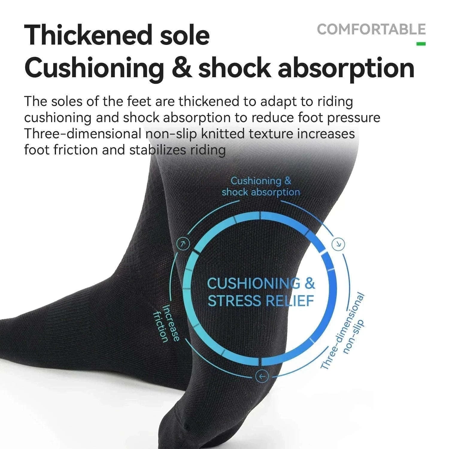 Breathable Cycling Socks with Antibacterial Knit & Reflective Heel-490067-wt / L(EUR 43-46)