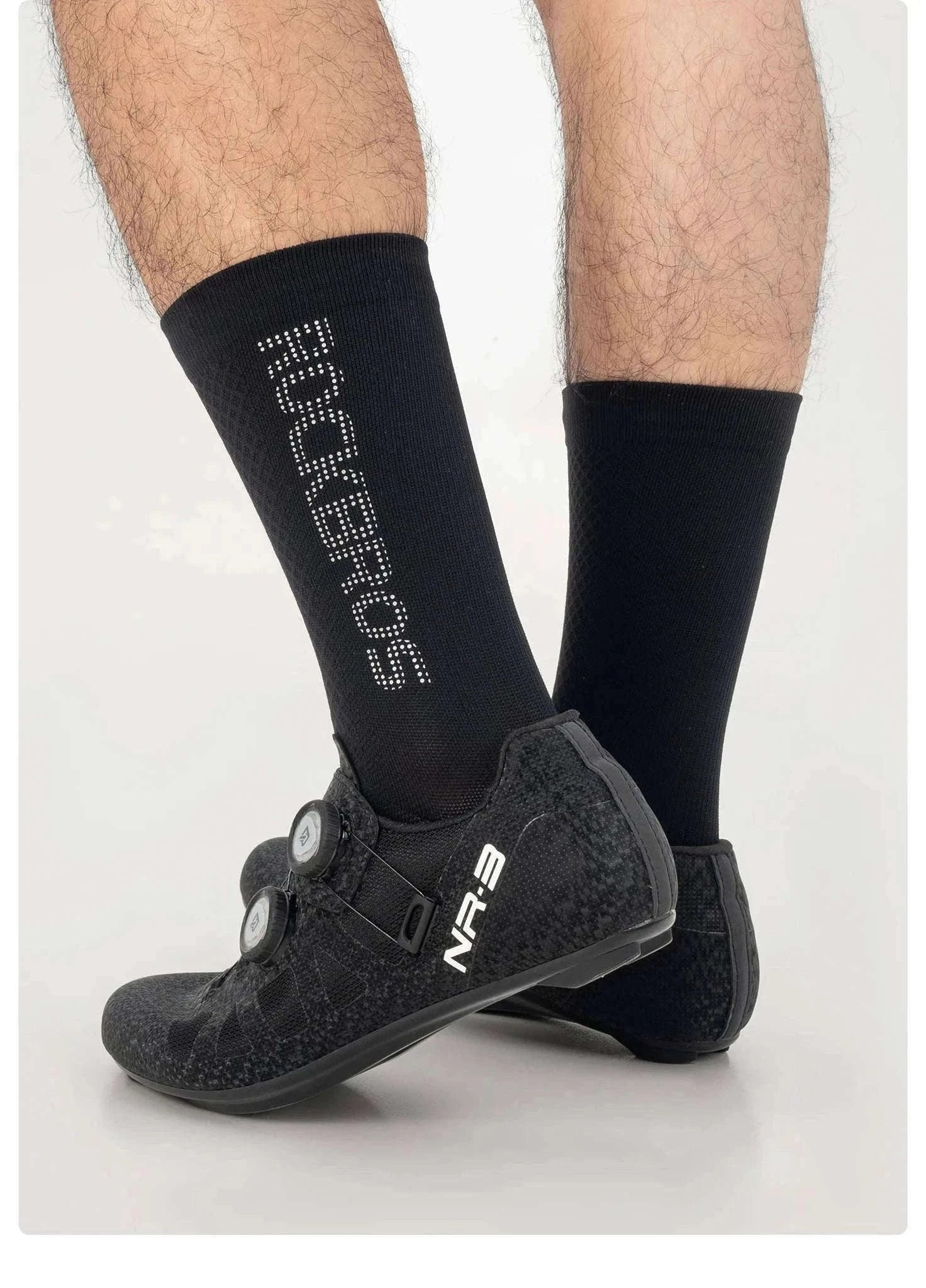 Breathable Cycling Socks with Antibacterial Knit & Reflective Heel-490067-wt / L(EUR 43-46)