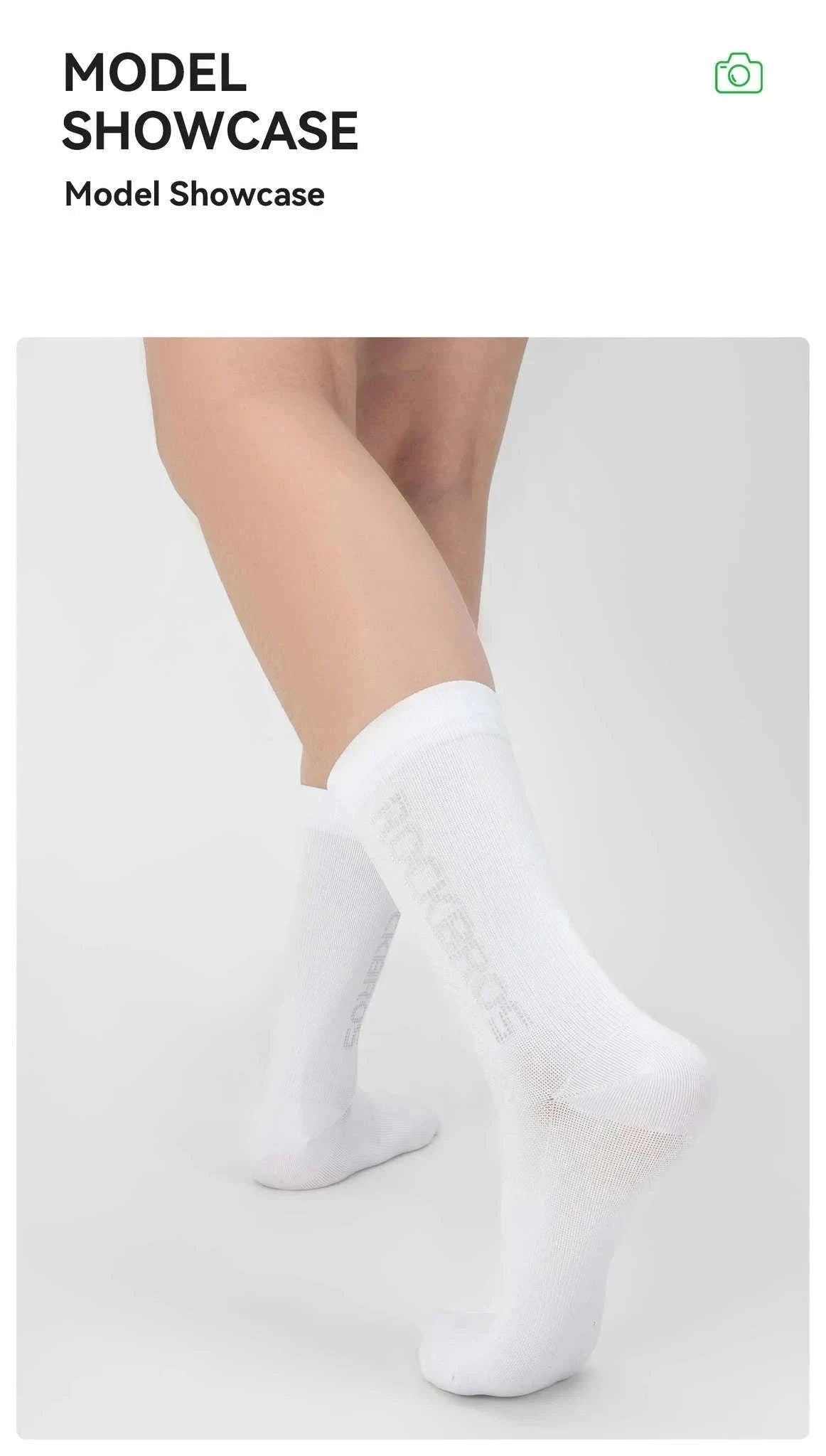 Breathable Cycling Socks with Antibacterial Knit & Reflective Heel-490067-wt / L(EUR 43-46)