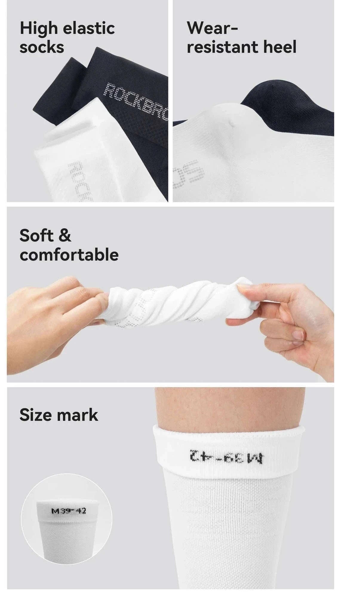 Breathable Cycling Socks with Antibacterial Knit & Reflective Heel-490067-wt / L(EUR 43-46)