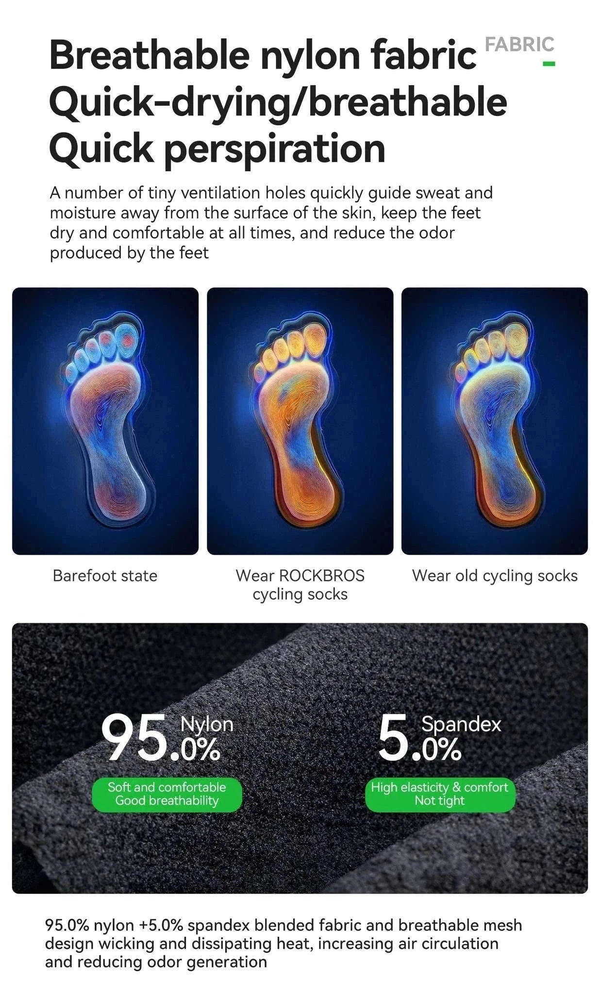 Breathable Cycling Socks with Antibacterial Knit & Reflective Heel-490067-wt / L(EUR 43-46)