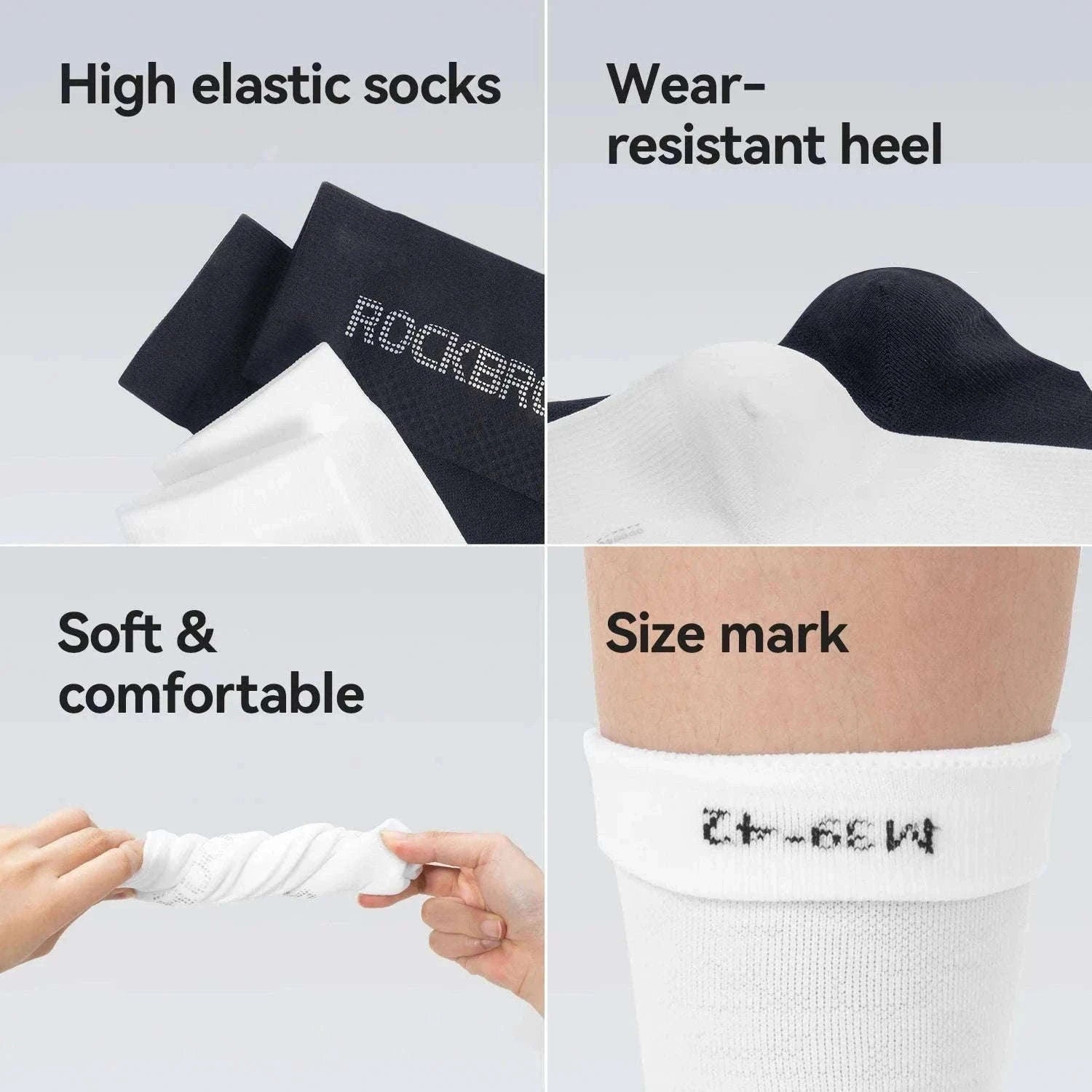 Breathable Cycling Socks with Antibacterial Knit & Reflective Heel-490067-wt / L(EUR 43-46)