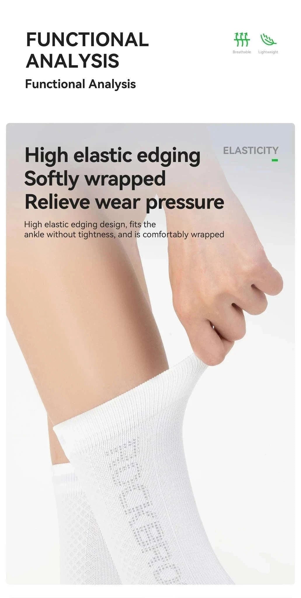 Breathable Cycling Socks with Antibacterial Knit & Reflective Heel-490067-wt / L(EUR 43-46)