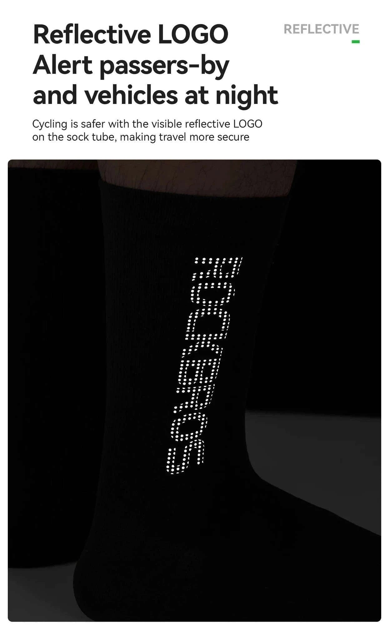 Breathable Cycling Socks with Antibacterial Knit & Reflective Heel-490067-wt / L(EUR 43-46)