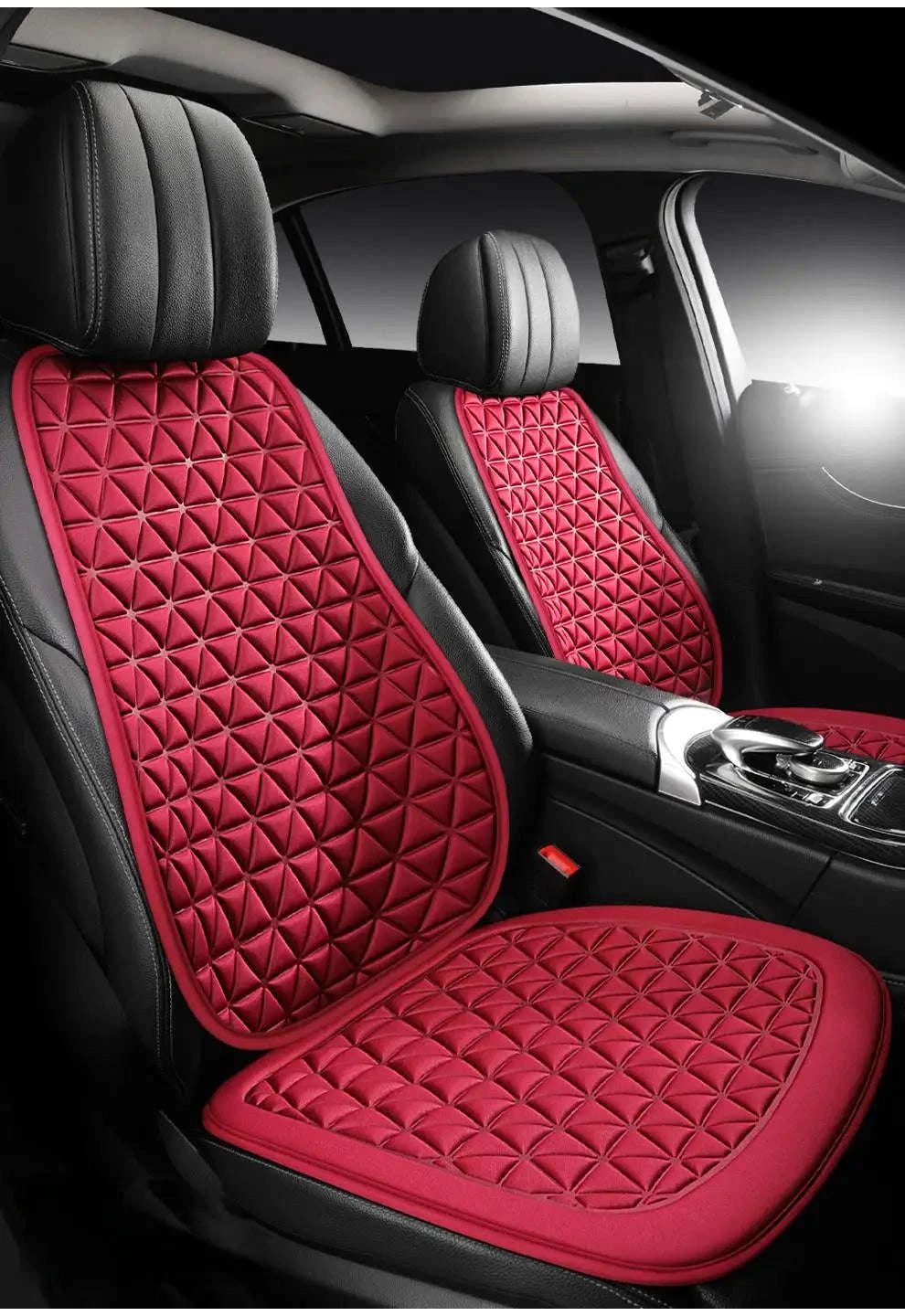 Breathable Fabric Car Seat Cover – 3D Massage Seat Cushion-Red 1Set