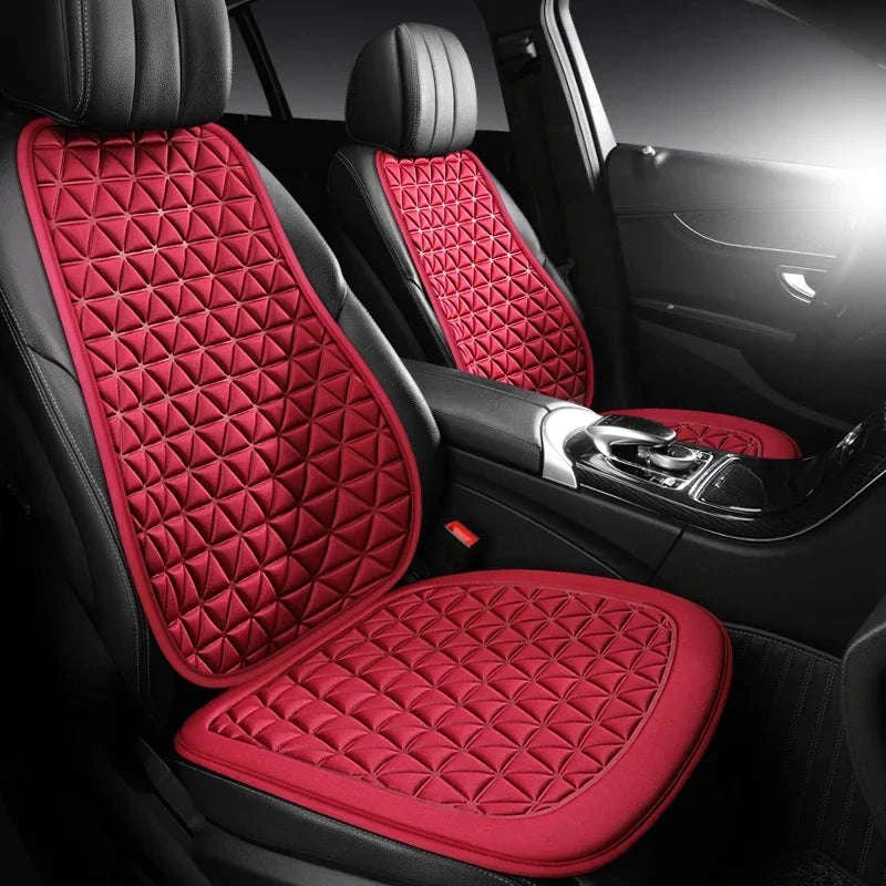 Breathable Fabric Car Seat Cover – 3D Massage Seat Cushion-Red 1Set