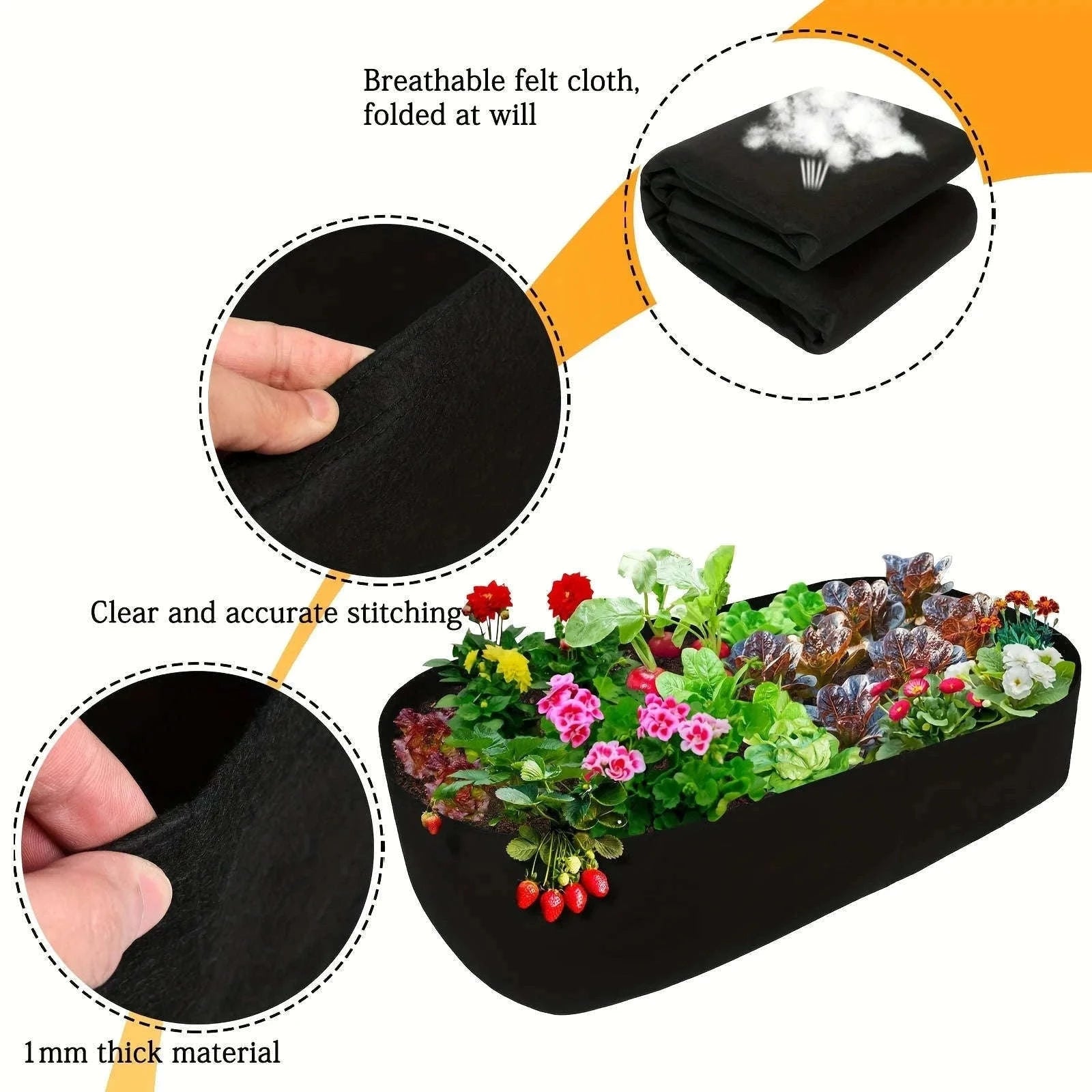Breathable Fabric Elevated Garden Bed for Herbs and Vegetables-L