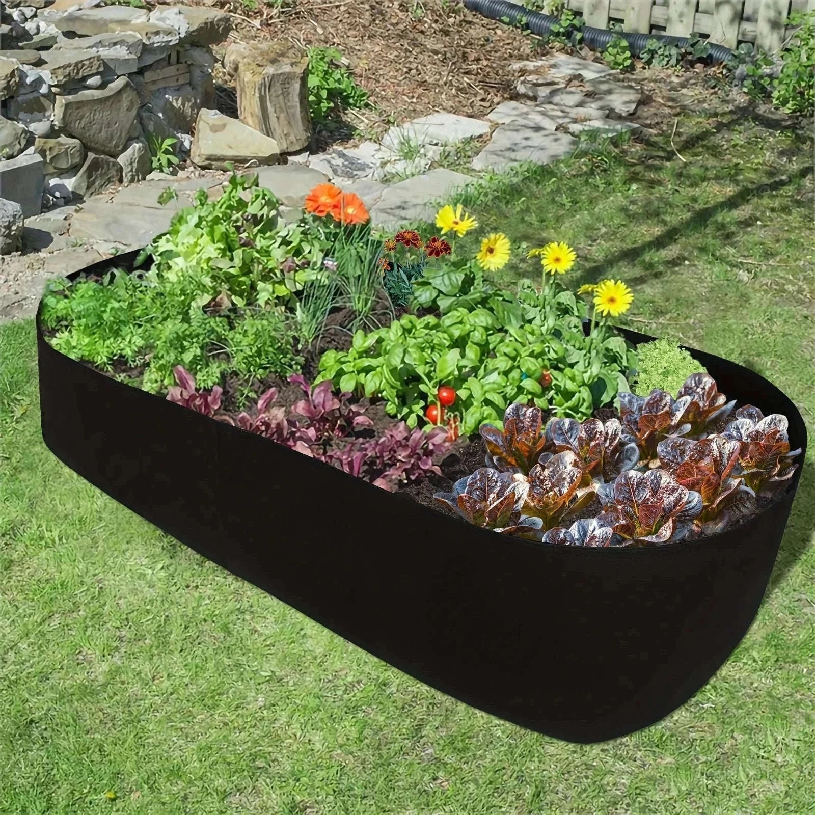 Breathable Fabric Elevated Garden Bed for Herbs and Vegetables-L