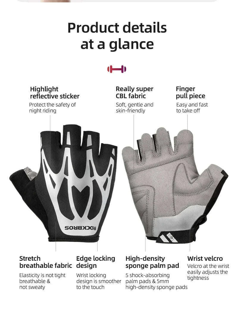 Breathable Half Finger Cycling Gloves Shockproof MTB Bike Gloves-S227 / S
