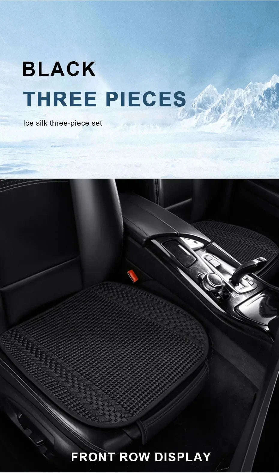 Breathable Ice Silk Car Seat Cover-Black 3pcs