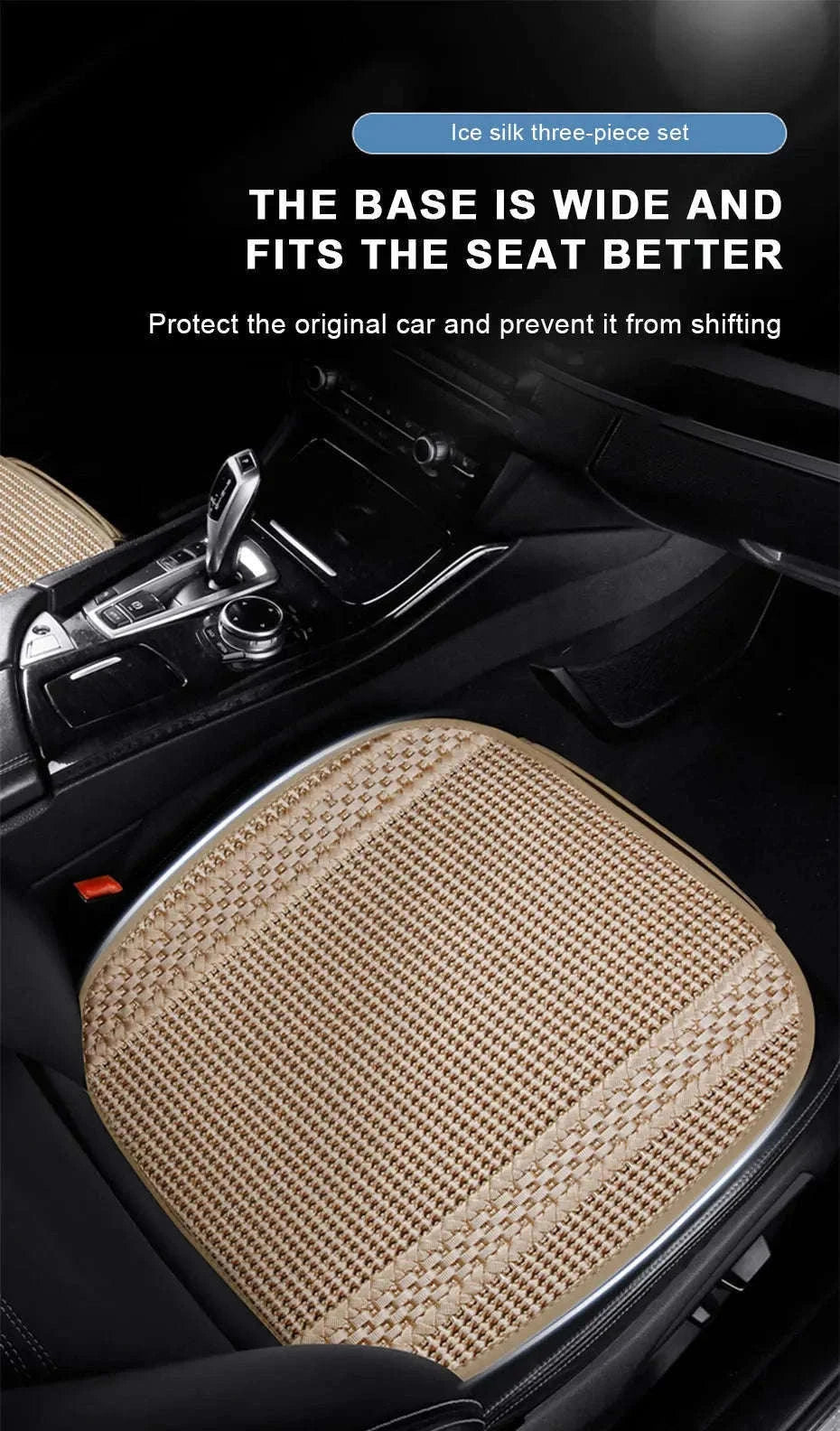 Breathable Ice Silk Car Seat Cover-Black 3pcs