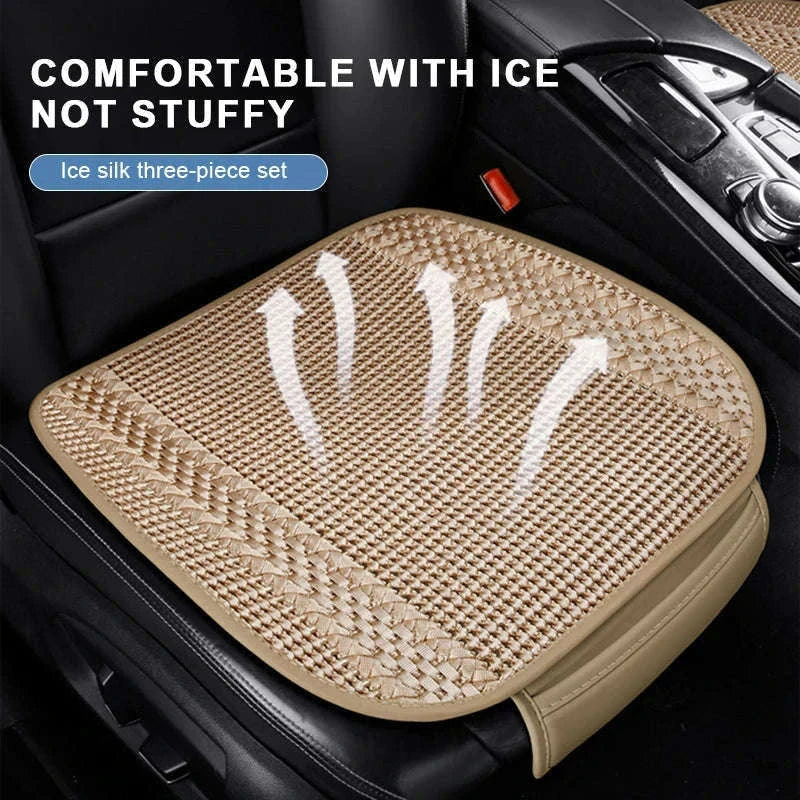 Breathable Ice Silk Car Seat Cover-Black 3pcs