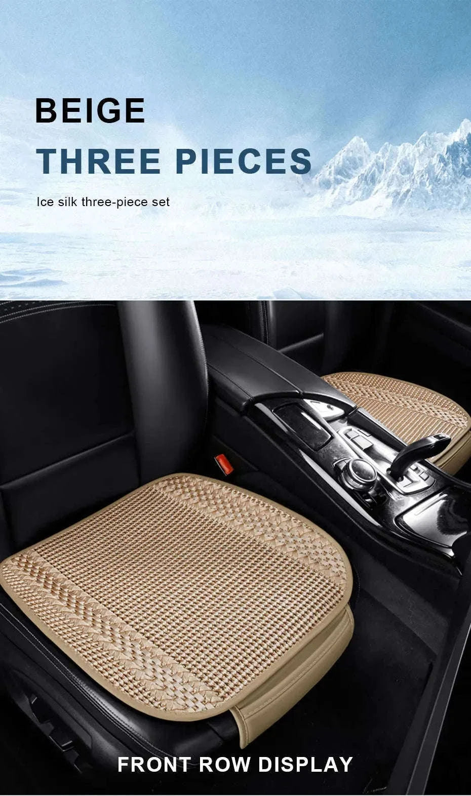 Breathable Ice Silk Car Seat Cover-Black 3pcs