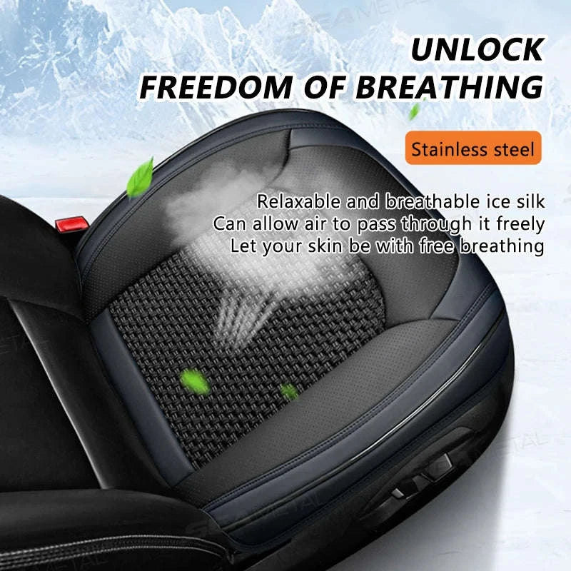 Breathable Ice Silk Front Seat Cover-Black-Front-1pc