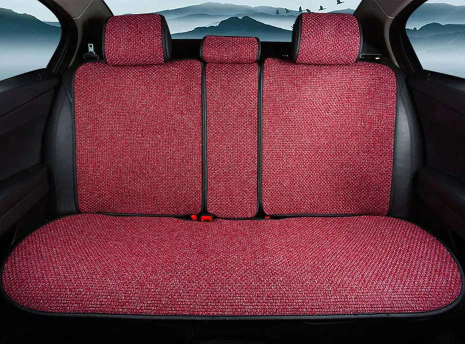 Breathable Linen Car Seat Cover-1PC Front Coffee