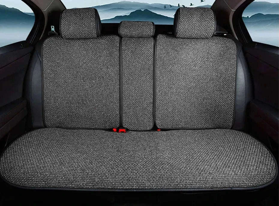 Breathable Linen Car Seat Cover-1PC Front Coffee