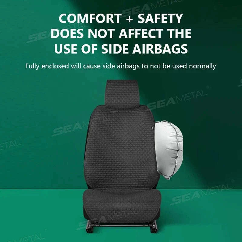 Breathable Linen Car Seat Cover-Gray front 1pc