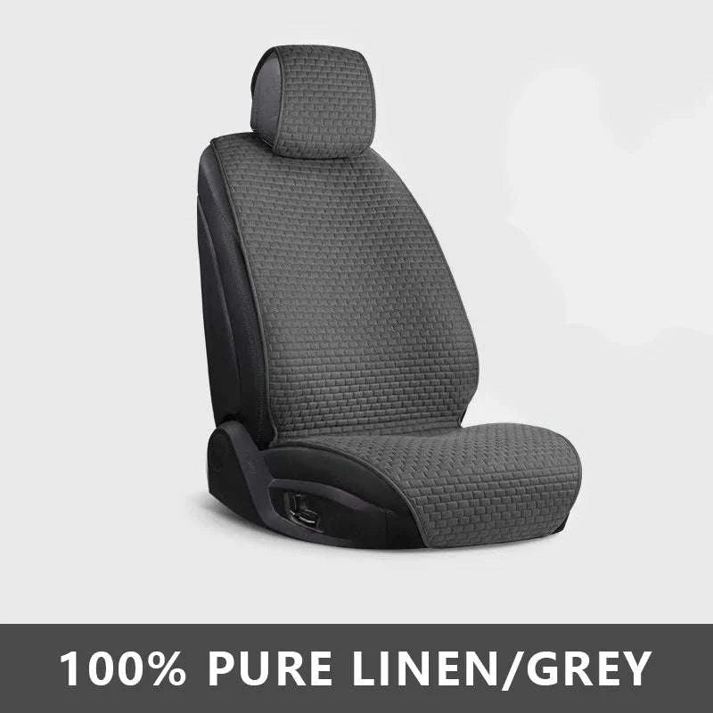 Breathable Linen Car Seat Cover-Gray front 1pc
