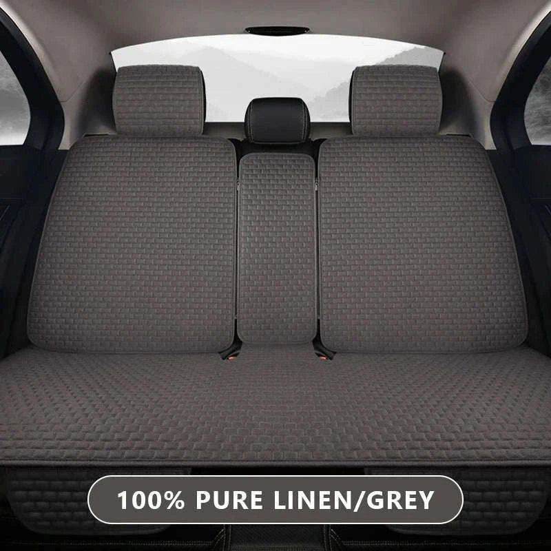 Breathable Linen Car Seat Cover-Gray front 1pc