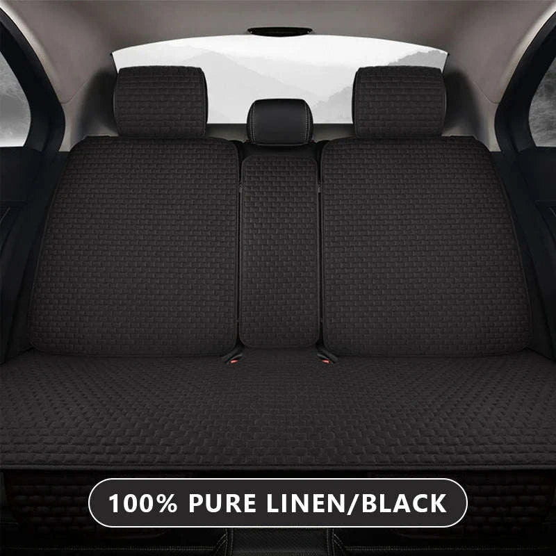 Breathable Linen Car Seat Cover-Gray front 1pc