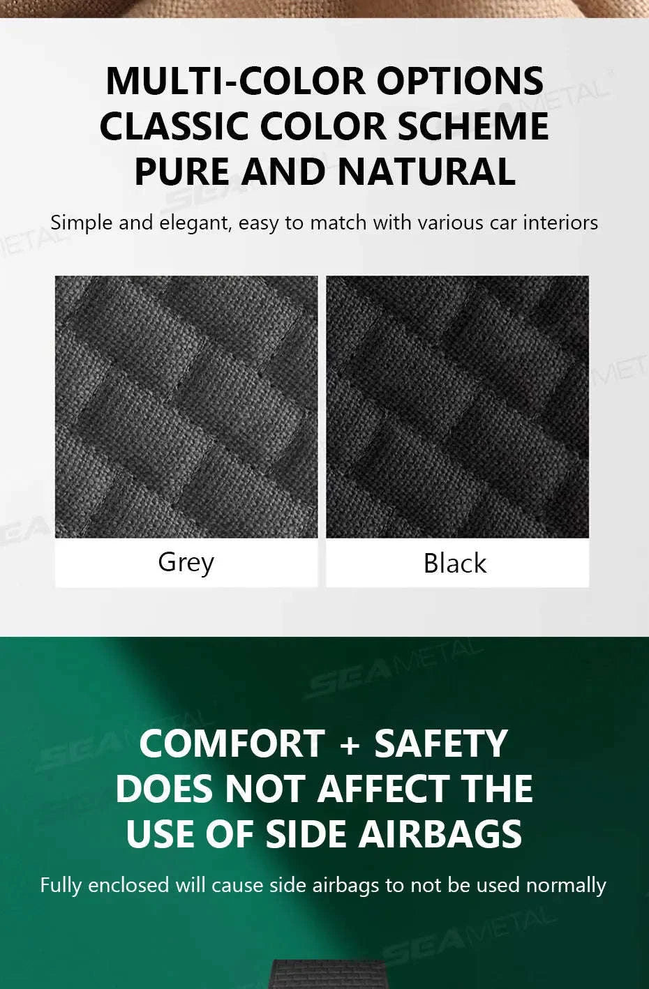 Breathable Linen Car Seat Cover-Gray front 1pc