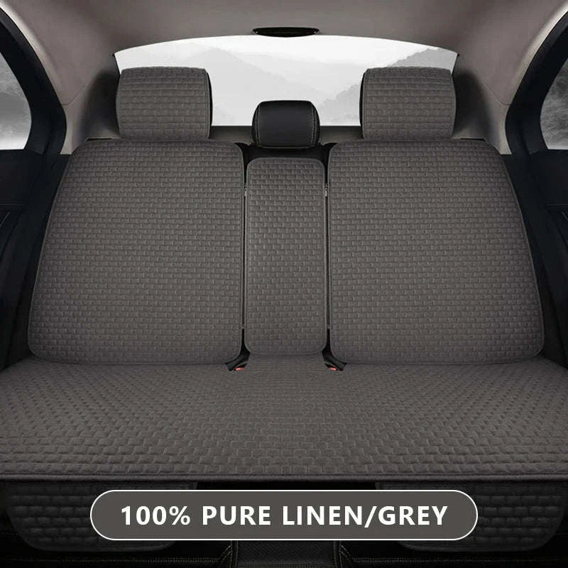 Breathable Linen Car Seat Cover-Gray front 1pc