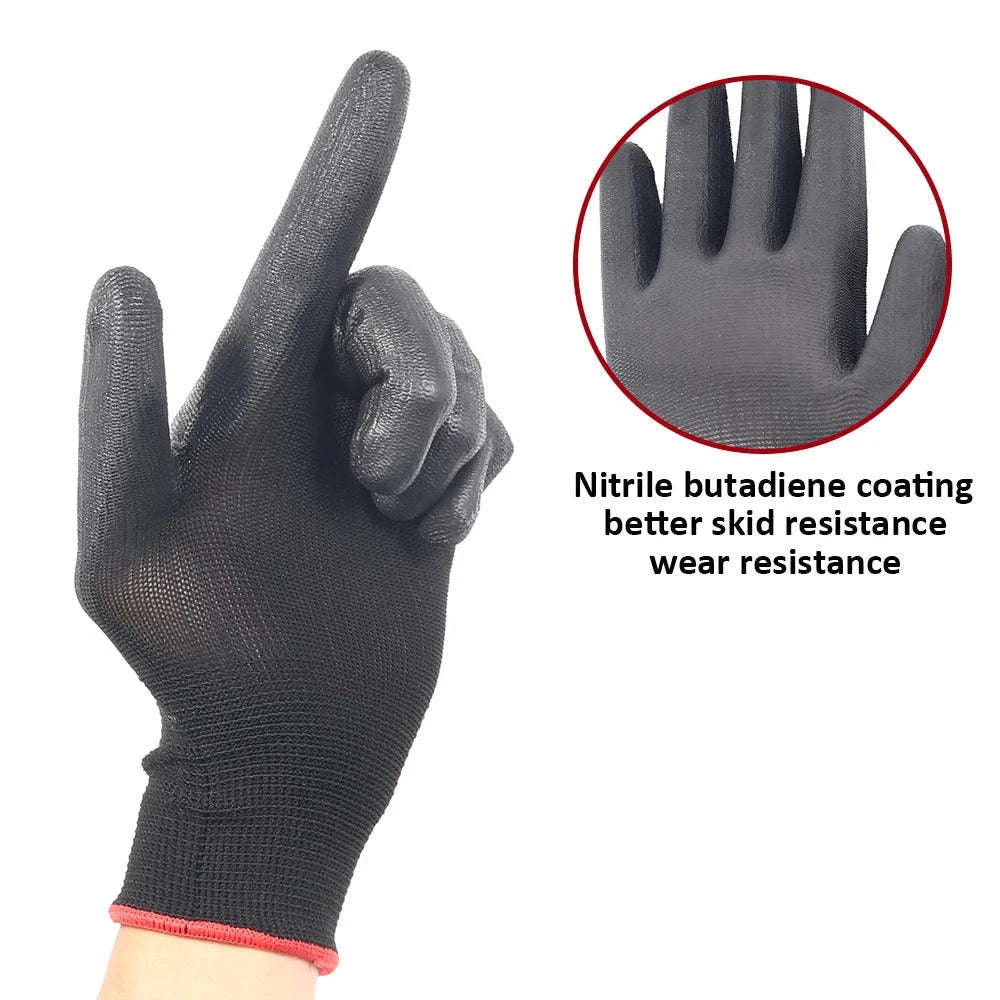 Breathable Polyurethane Work Gloves-Black 30 pairs / M