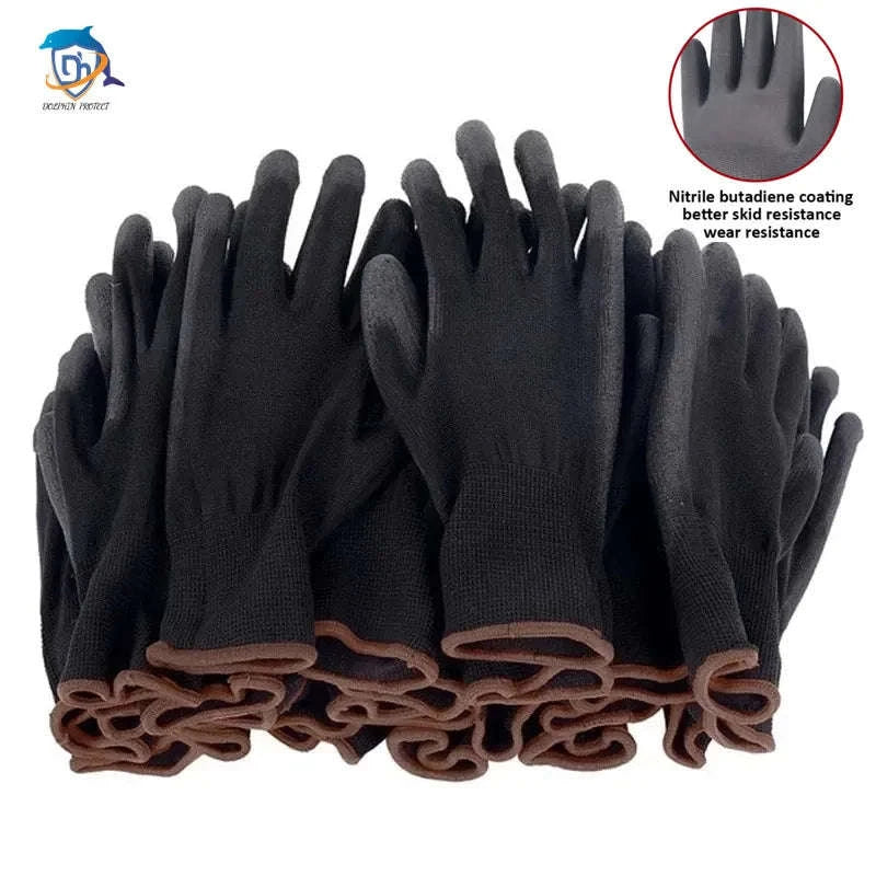 Breathable Polyurethane Work Gloves-Black 30 pairs / M