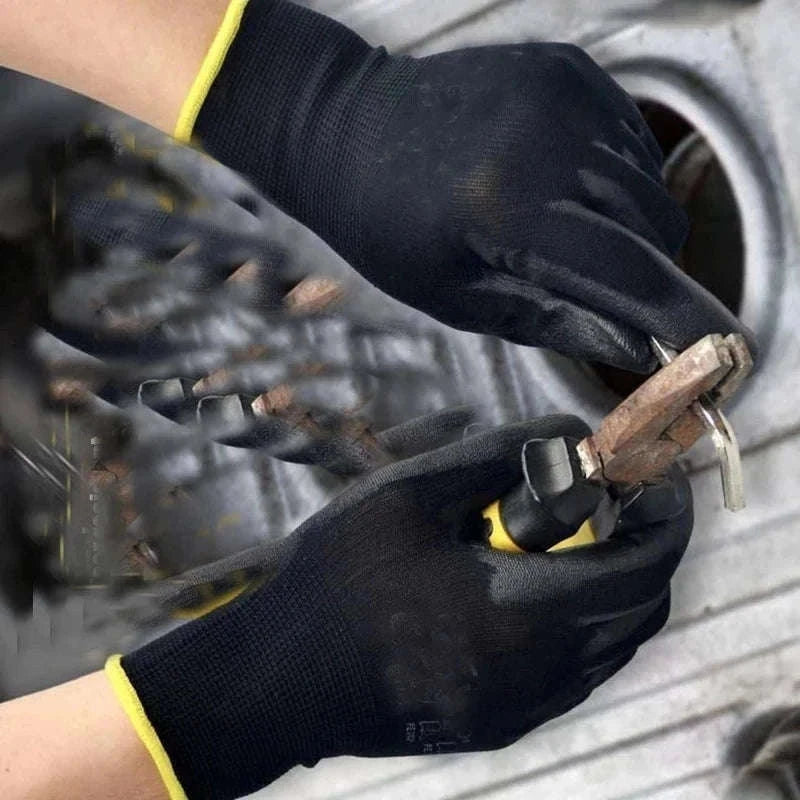 Breathable Polyurethane Work Gloves for Grip and Comfort-Black 30 pairs / M